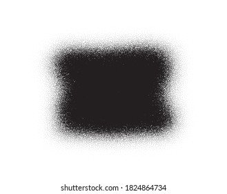 Dotwork stain pattern. Brush stroke paint. Sand grain effect. Black noise stipple dots. Abstract noise dotwork pattern. Black dots grunge banner. Stipple circles. Dotted brush stroke. Vector