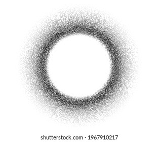 Dotwork stain pattern vector background. Sand grain effect. Black noise stipple dots. Abstract noise dotwork pattern. Black dots grunge banner. Stipple circles. Stochastic dotted vector background.