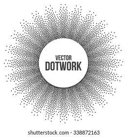 Dotwork Star Banner. Halftone Style Monochrome Gradient Illustration. Abstract Vector Background.