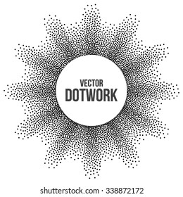 Dotwork Star Banner. Halftone Style Monochrome Gradient Illustration. Abstract Vector Background.