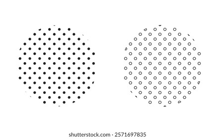 Dotwork stipple circles brush set. Grain effect with stipple dots. Abstract grunge dots pattern. Stochastic dotted texture. vector illustration