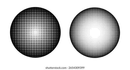 Dotwork stipple circles brush set. Grain effect with stipple dots. Abstract grunge dots pattern. Stochastic dotted texture. vector illustration. eps10