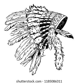 Hand Drawn Native American Indian Headdress Stock Vector (Royalty Free ...