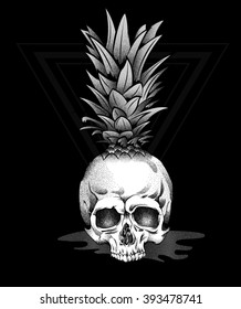 Dotwork styled skulls.Print for t-shirt Vector art.