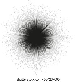 Dotwork sunburst or flare with rays. EPS 10 vector file included