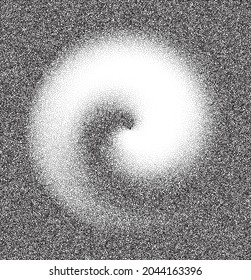 Dotwork Swirl Abstract Background. Black Noise Dots Spin Circle. Sand Grain Vortex Twirl Effect. Abstract Noise Swirl Pattern. Black Grain Dots Twirl Element. Dotted Vortex Vector Background