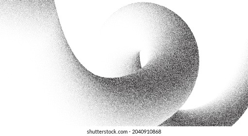 Dotwork swoosh pattern vector background  Black grunge noise stipple dots wave  Sand grain effect  Black dots grunge swoosh banner  Abstract shape noise dotwork pattern  Stochastic dotted wave vector