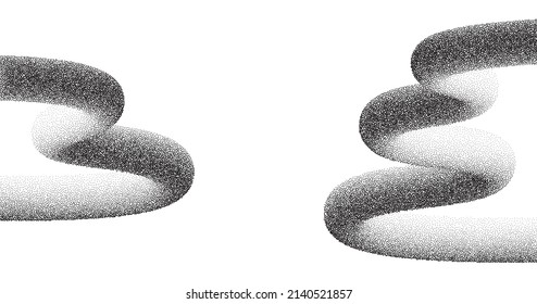 Dotwork wave pattern vector background. Black grunge noise stipple dots wave. Sand grain effect. Black dots grunge banner. Abstract zig zag shape noise dotwork pattern. Stochastic dotted vector