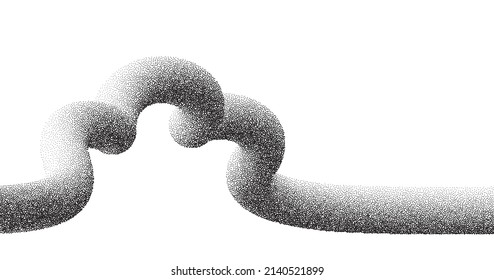 Dotwork wave pattern vector background. Black grunge noise stipple dots cloud. Sand grain effect. Black dots grunge banner. Abstract zig zag 3d shape noise dotwork pattern. Stochastic dotted vector