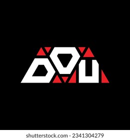 DOU triangle letter logo design with triangle shape. DOU triangle logo design monogram. DOU triangle vector logo template with red color. DOU triangular logo Simple, Elegant, and Luxurious design.