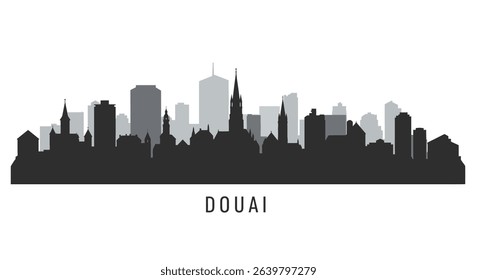 Douai Skyline Cityscape silhouette vector art.