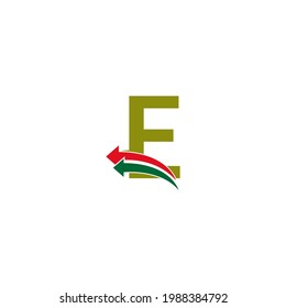 Doubel arrow in front Letter E icon logo design template illustration vector