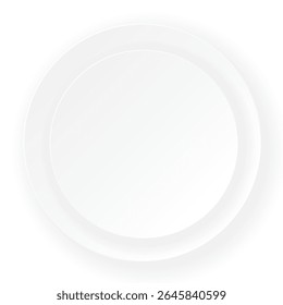 Double 3D circle sheet overlap as a frame paper cut style on white square background graphic illustration have blank space. 