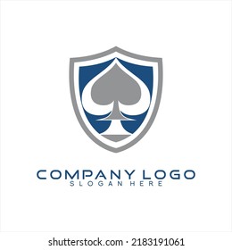 Logo-Design-Vektorgrafik mit Doppelkarte, Schutzschild