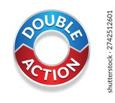Double Action, dual action, 2x vector icon logo badge