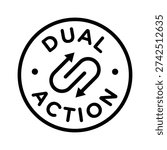Double Action, dual action, 2x vector icon logo badge