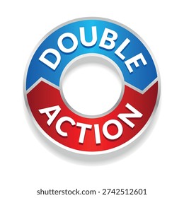 Double Action, dual action, 2x vector icon logo badge