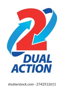 Double Action, dual action, 2x vector icon logo badge