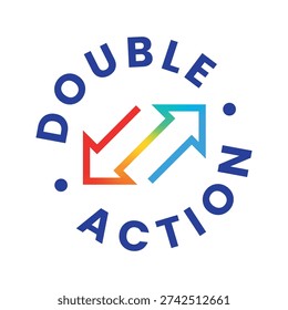 Double Action, dual action, 2x vector icon logo badge
