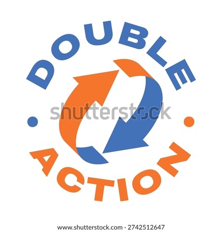 Double Action, dual action, 2x vector icon logo badge