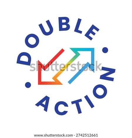 Double Action, dual action, 2x vector icon logo badge