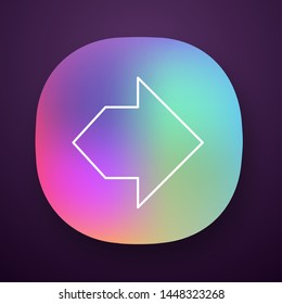 Double arrow app icon. Two way navigation arrow. Pointing cursor. Path indicator. Left, right arrowhead direction. Next. UI/UX user interface. Web or mobile application. Vector isolated illustration