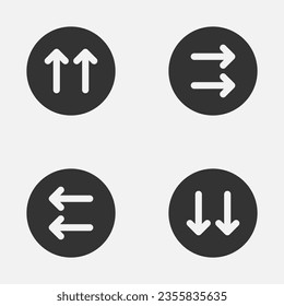 Double arrow circle icon up right left down double caret button