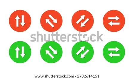 Double arrow direction icon with shadow. Swap vertical and horizontal symbol. Two directional arrows sign