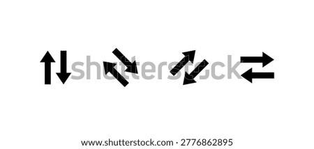 Double arrow direction icon. Swap vertical and horizontal symbol. Two directional arrows sign