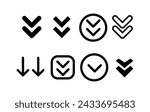 Double arrow down icon set. Various simple download icon, Download files icons illustration..eps