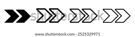 Double arrow flat graphic vector icons set. Double arrow icons