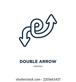 double arrow icon from arrows collection. Thin linear double arrow, arrow, left outline icon isolated on white background. Line vector double arrow sign, symbol for web and mobile