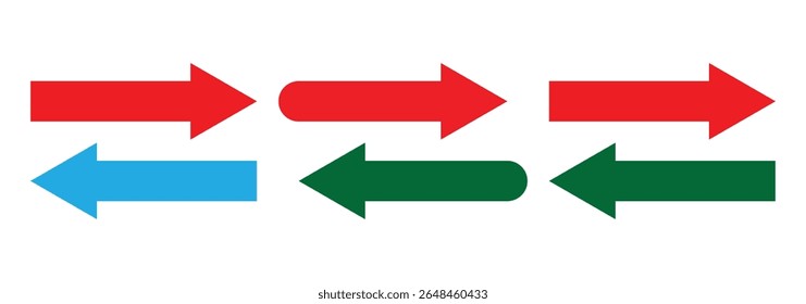 Ícone de seta dupla. Sinal duplo. Seta apontando para a direita e para a esquerda dos dois lados. Design simples e plano. Ilustração vetorial.