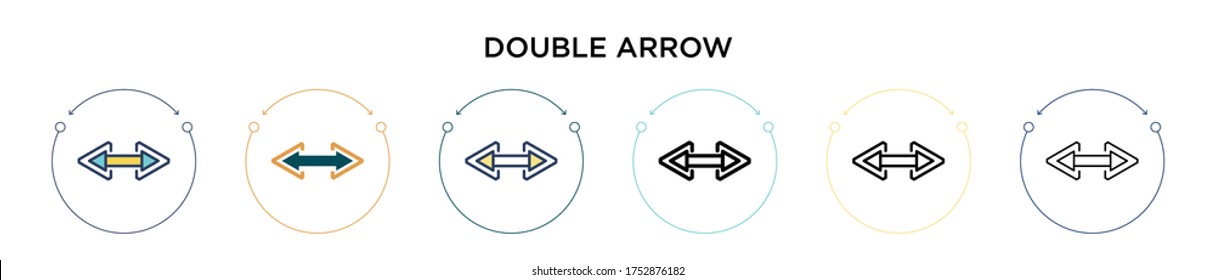 Double arrow icon in filled, thin line, outline and stroke style. Vector illustration of two colored and black double arrow vector icons designs can be used for mobile, ui, web