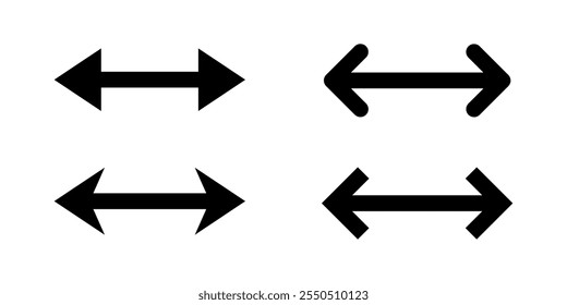 Double arrow icon set in generic design. Two way side sign symbol