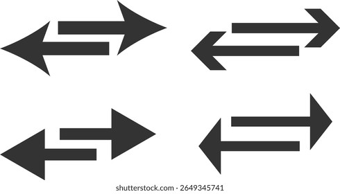 Double Arrow icon set. Left right arrows simple icon. exchange arrow symbol. Double reverse arrow icons. convert sign
