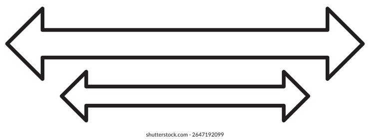 Double arrow icon set . two side arrows icon vector illustration. Thin black arrow double pointing. Long, straight-line arrow icon. Graphic illustration for direction symbols, up and down signs.