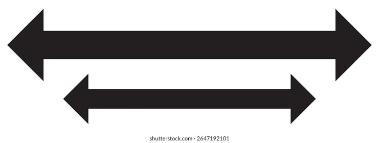 Double arrow icon set . two side arrows icon vector illustration. Thin black arrow double pointing. Long, straight-line arrow icon. Graphic illustration for direction symbols, up and down signs.
