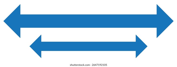ícone de seta dupla definido . ícone de setas laterais duas ilustração de vetor. Seta preta fina apontando duas vezes. Ícone de seta longa e em linha reta. Ilustração gráfica para símbolos de direção, sinais para cima e para baixo.