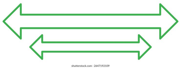 ícone de seta dupla definido . ícone de setas laterais duas ilustração de vetor. Seta preta fina apontando duas vezes. Ícone de seta longa e em linha reta. Ilustração gráfica para símbolos de direção, sinais para cima e para baixo.