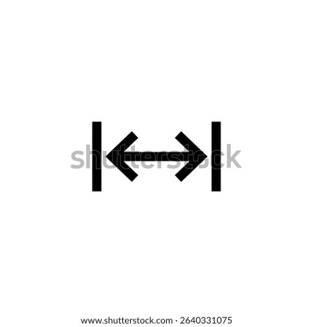 Double arrow icon. Straight dual arrow with size. Vector Illustration and drawing on white background.