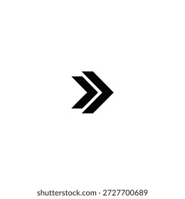 Double arrow icon symbolizing direction, navigation, and movement forward vector illustration