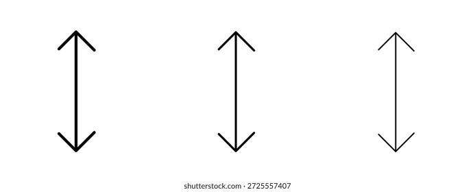 Double arrow icon thin line symbol on white background, editable stroke vector illustration