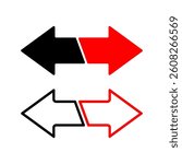 Double arrow icon, two side symbol, double arrow logo concept. Set of double arrow icons.