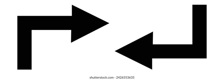 Double arrow icon, two side simple icon vector, White Arrow Isolated on black backgound
