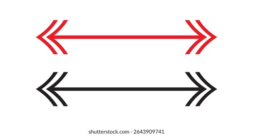 Double arrow icon, two side simple icon vector, White Arrow Isolated on black backgound