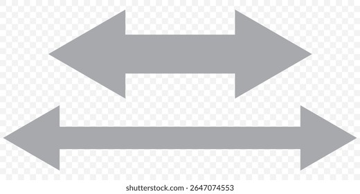 Double arrow icon. Two side arrow icon symbol. left and right long arrow icon. Double arrow icon isolated on white background. vector illustration. EPS 10.