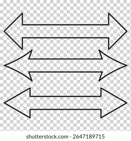 Double arrow icon. Two side arrow icon symbol. left and right long arrow icon. Double arrow icon isolated on white background. vector illustration.