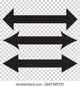 Double arrow icon. Two side arrow icon symbol. left and right long arrow icon. Double arrow icon isolated on white background. vector illustration.
