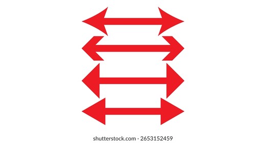 Ícone de seta dupla. Símbolo de ícone de seta dupla lateral. ícone de seta longa esquerda e direita. Ícone de seta dupla isolado em fundo branco. ilustração vetorial.